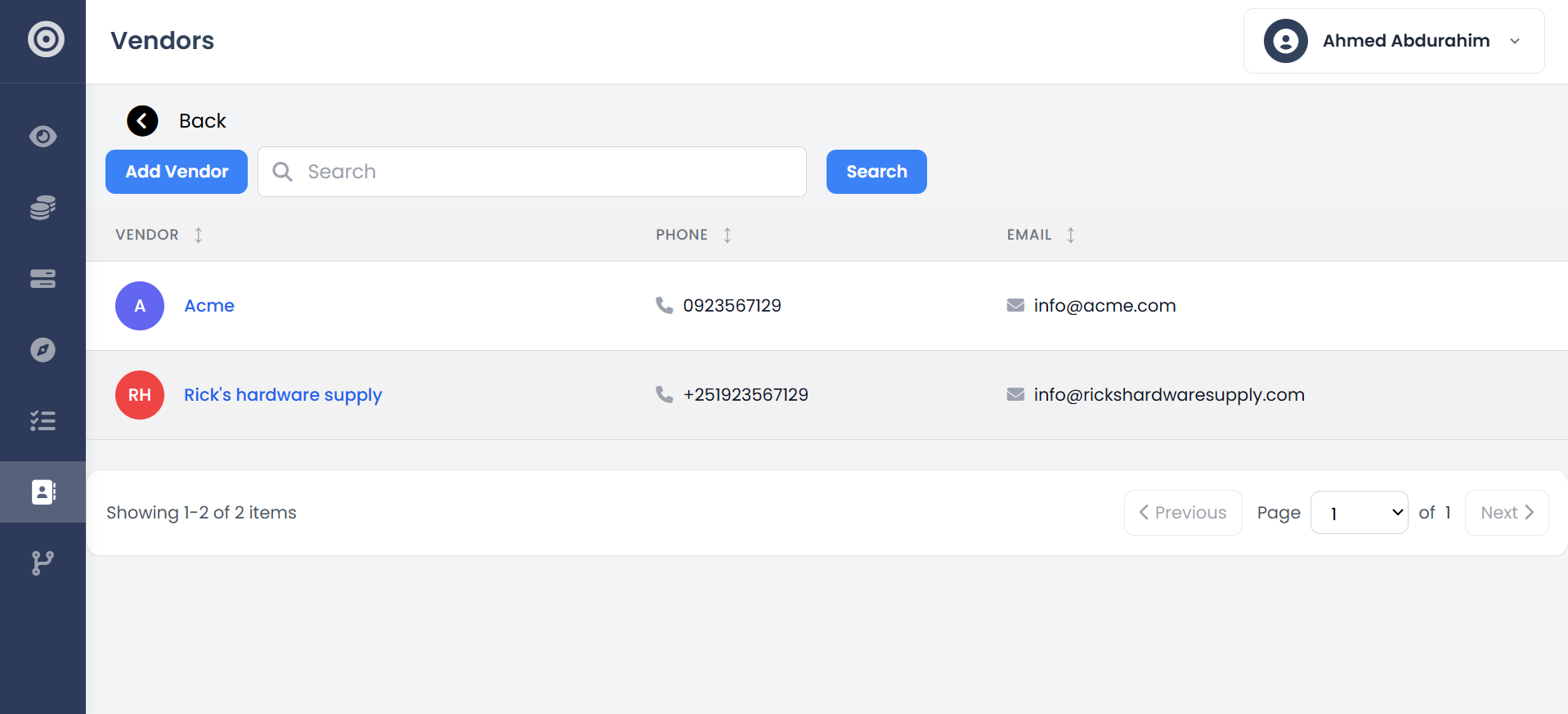 Obsidyun vendor management